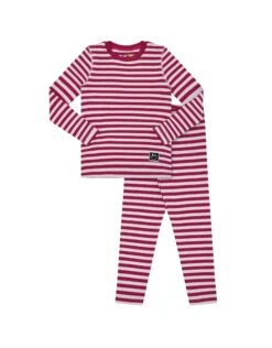 Pima Cotton Kids Pajamas Legging Playwear Set With Stitched Seams Burgundy Pink