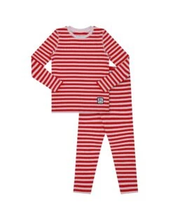 Pima Cotton Kids Pajamas Legging Playwear Set With Stitched Seams Red Pink