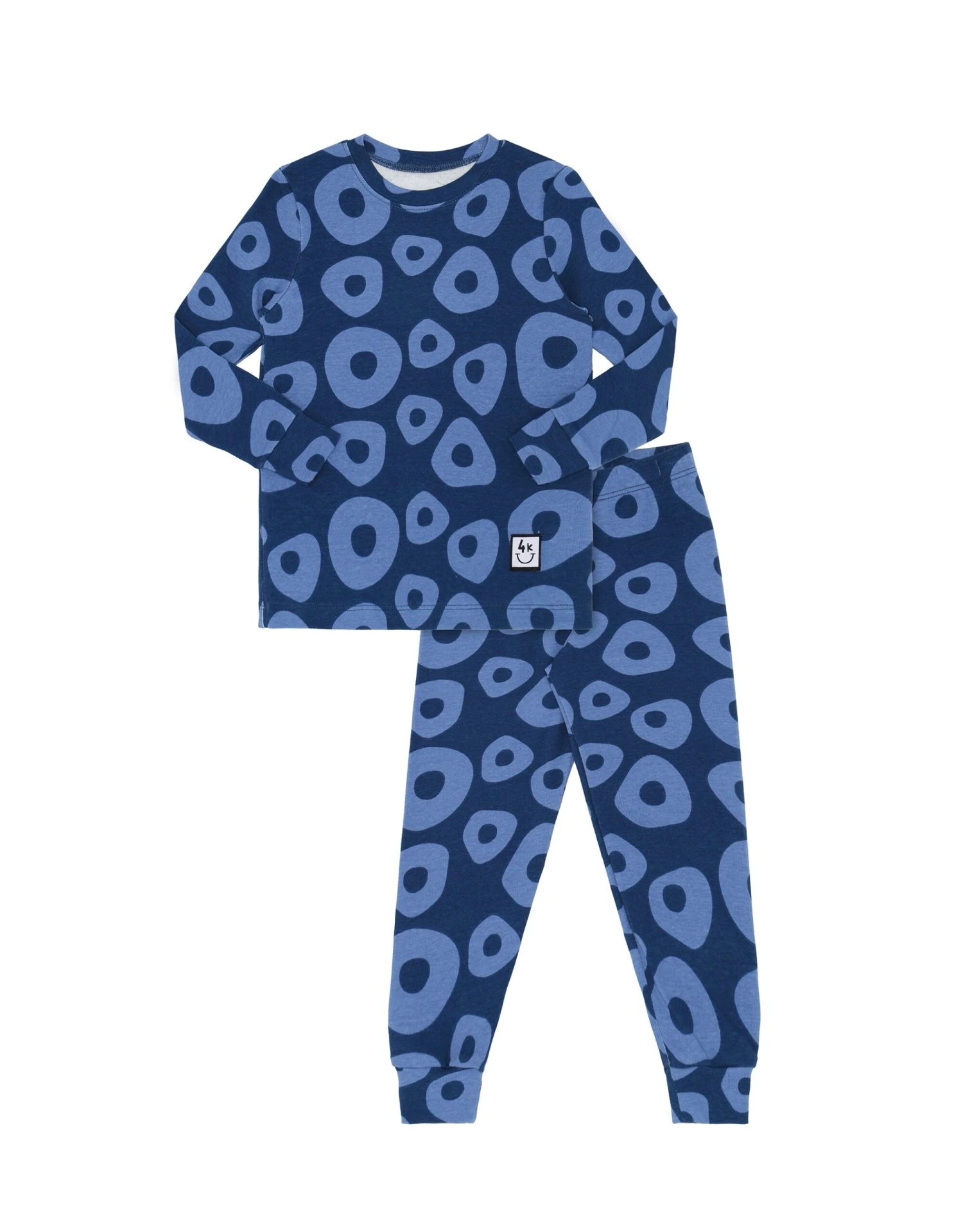 Pima Cotton Kids Pajamas Legging Playwear Set Circle Puffs Blue 1 Pima Cotton Kids Pajamas Legging Playwear Set Circle Puffs Blue