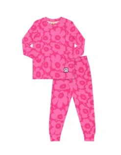 Pima Cotton Kids Pajamas Legging Playwear Set Flower Puffs Pink