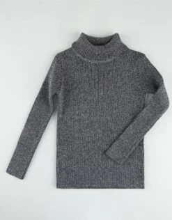 Kids Rib Knit Turtle Neck Sweater Black Heather