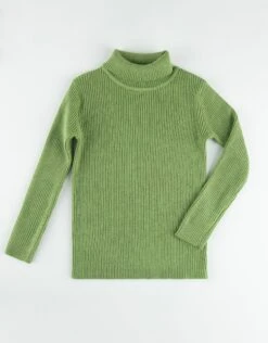 Kids Rib Knit Turtle Neck Sweater Green Heather