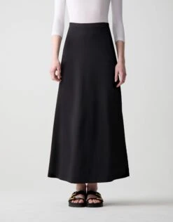38" Basic Elastic Waist Aline Jersey Skirt Black