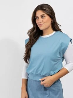 Cotton Sleeveless Vest Light Blue