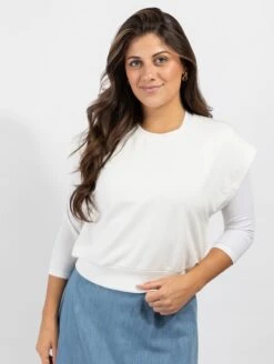 Cotton Sleeveless Vest Ivory