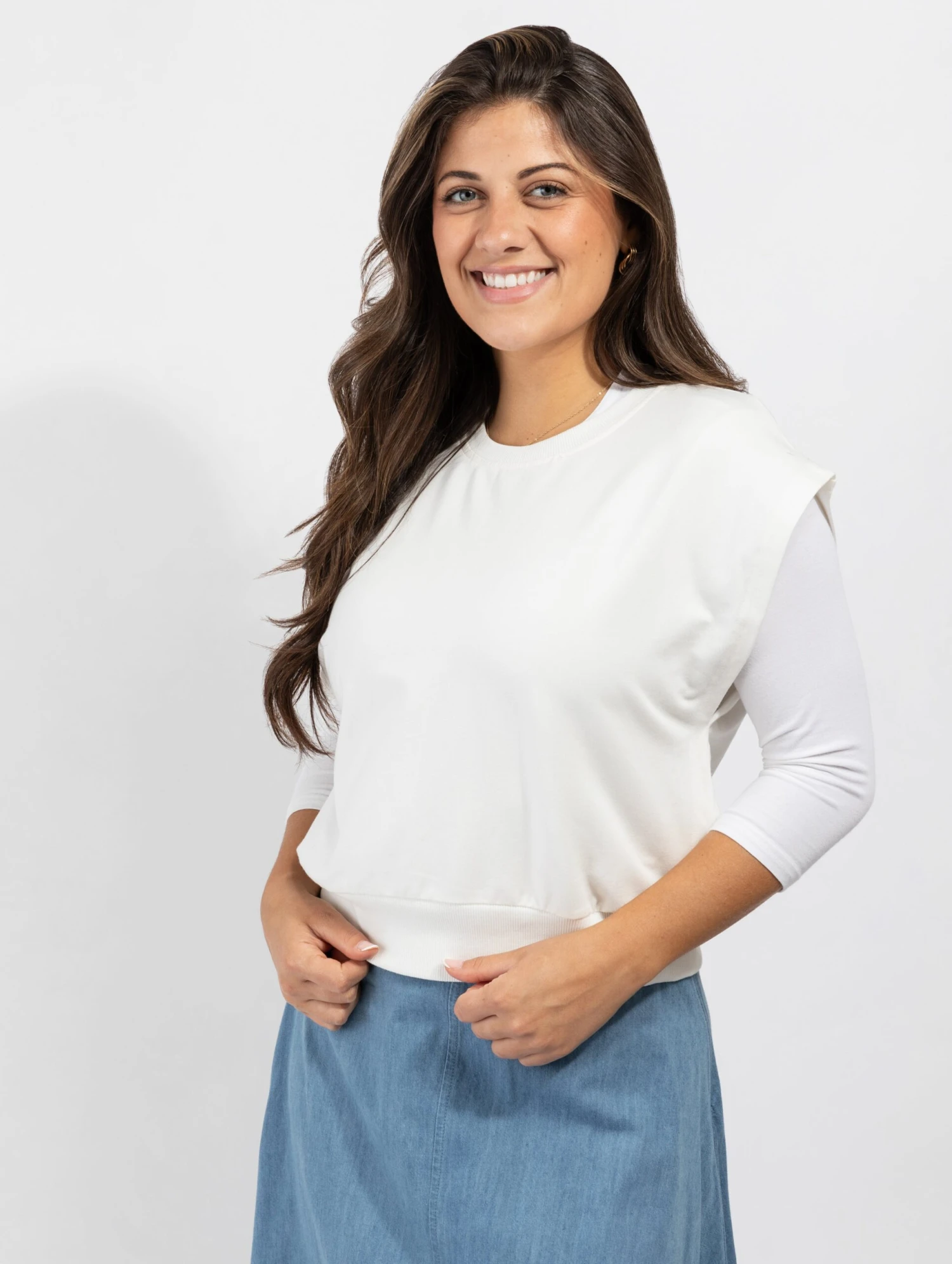 Cotton Sleeveless Vest Ivory 2 Cotton Sleeveless Vest Ivory - Image 2