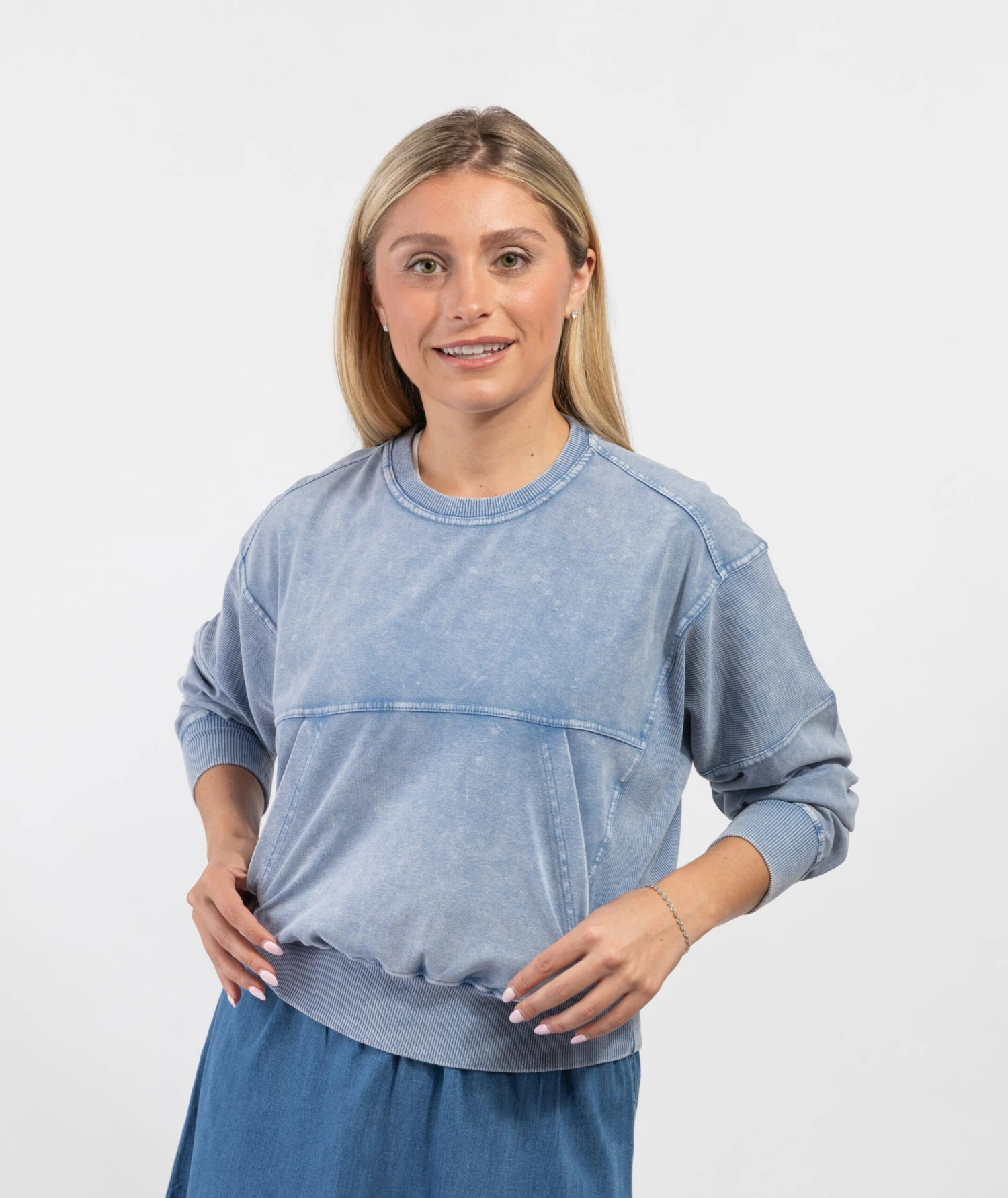 Cactus French Terry Sweatshirt Denim Wash 1 Cactus French Terry Sweatshirt Denim Wash