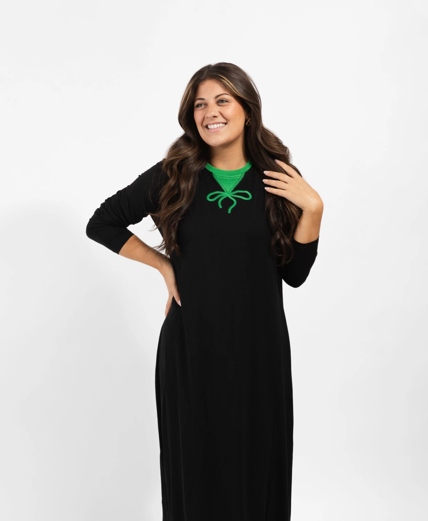 Pull On Nightgown Black With Hot Green Bow 2 Pull On Nightgown Black With Hot Green Bow - Image 2