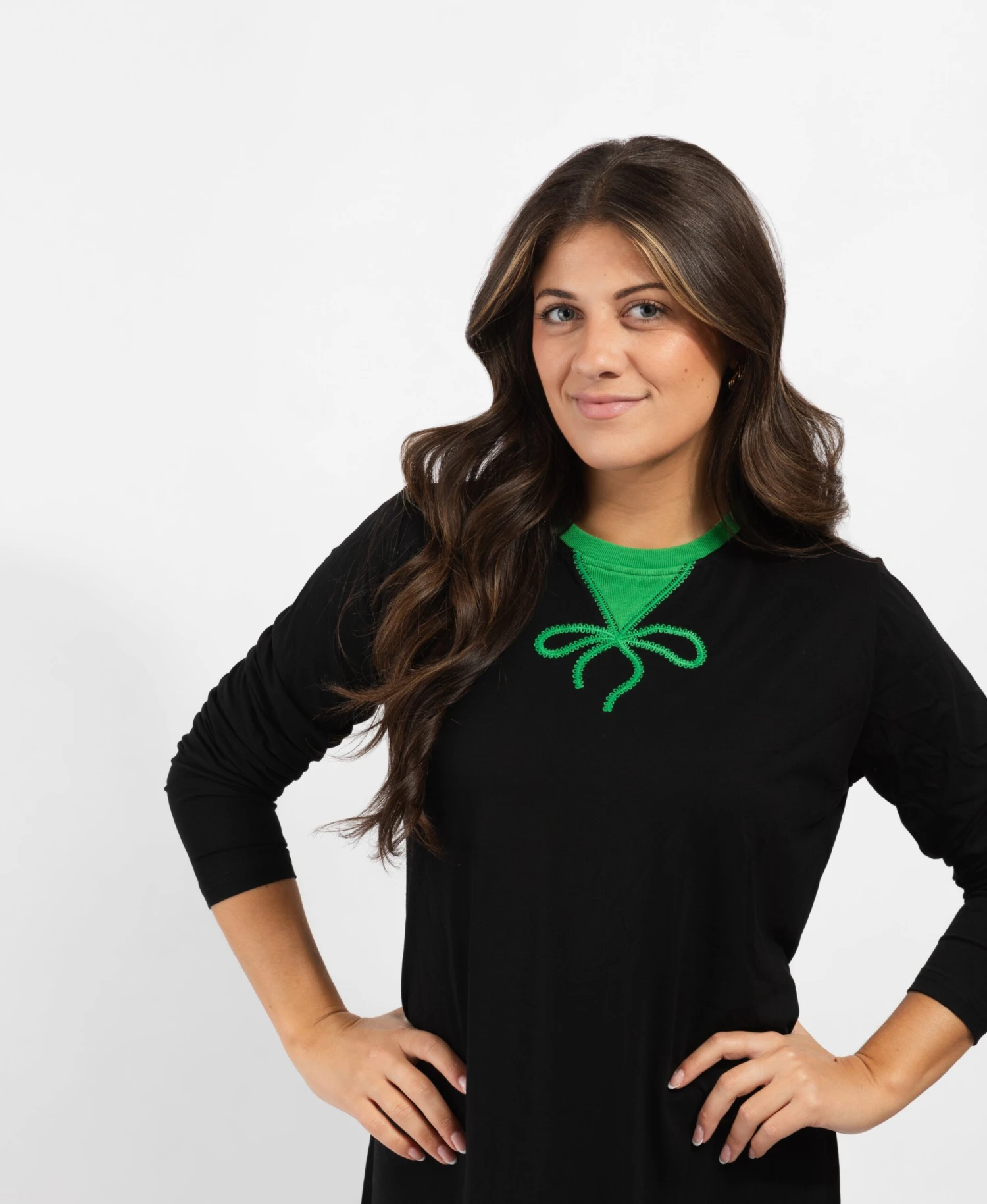 Pull On Nightgown Black With Hot Green Bow 3 Pull On Nightgown Black With Hot Green Bow - Image 3