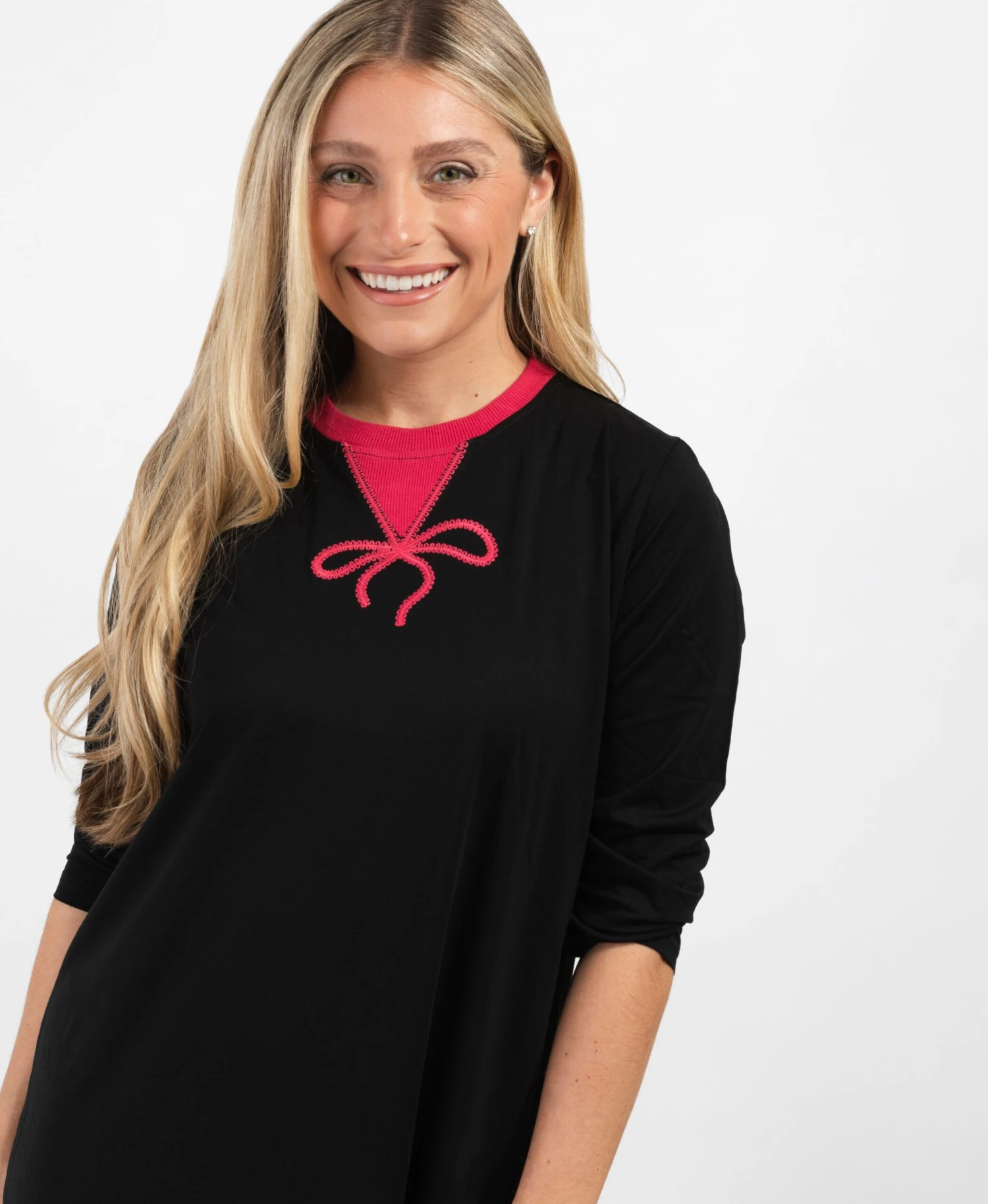 Pull On Nightgown Black With Hot Pink Bow 3 Pull On Nightgown Black With Hot Pink Bow - Image 3