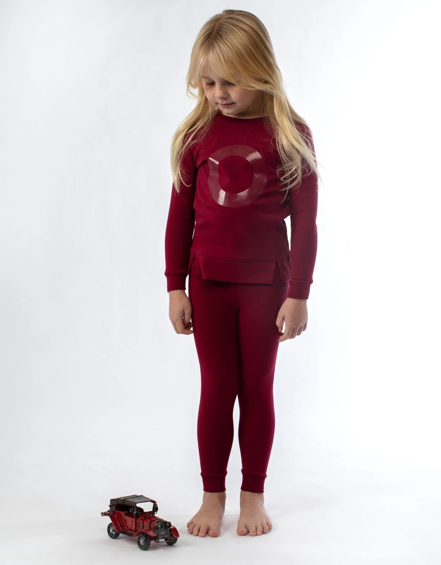 Kids Pima Cotton Circle Legging Playwear Set Burgundy 2 Kids Pima Cotton Circle Legging Playwear Set Burgundy - Image 2