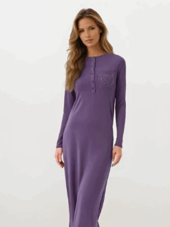 Button Front Nightgown 7 Button Front Nightgown -Fashionable Home Wear violetpocket