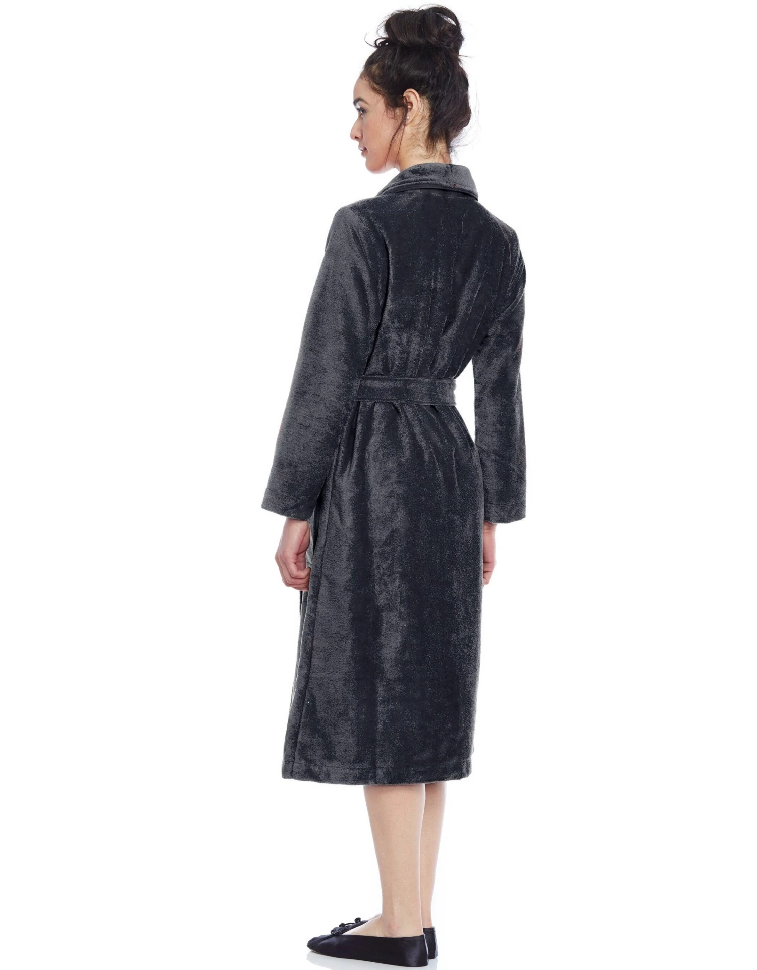 Cinderella Terry Wrap Short Belted Bathrobe Gray 2 Cinderella Terry Wrap Short Belted Bathrobe Gray - Image 2